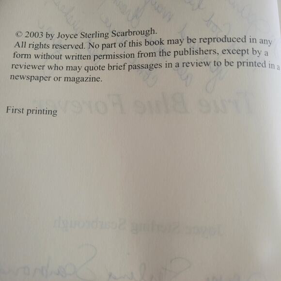 Rare First Printing Free Blue Forever by Joyce Sterling Scarborough Signed Dated - Picture 4 of 7